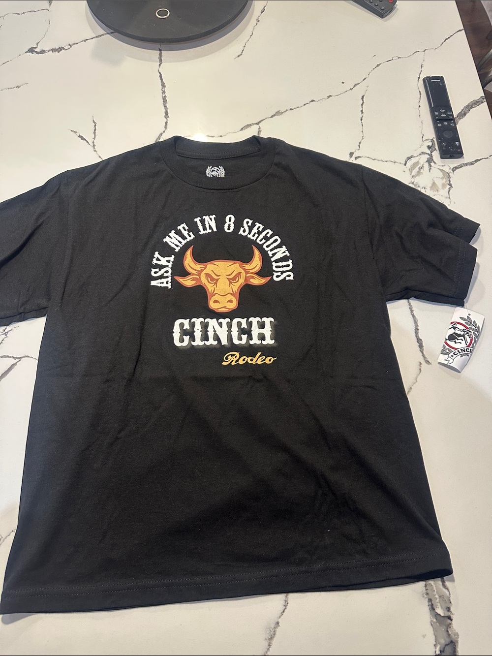 Cinch Black Short-Sleeve Rodeo Graphic Tee with Orange Bull